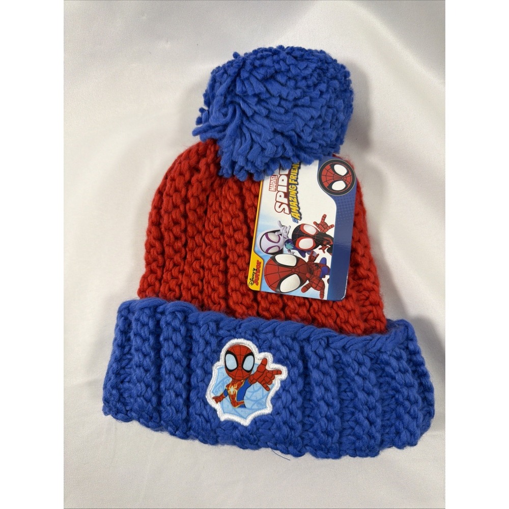 Spidey and His Amazing Friends Spider-Man Toddler Beanie Hat Red Chunky Knit